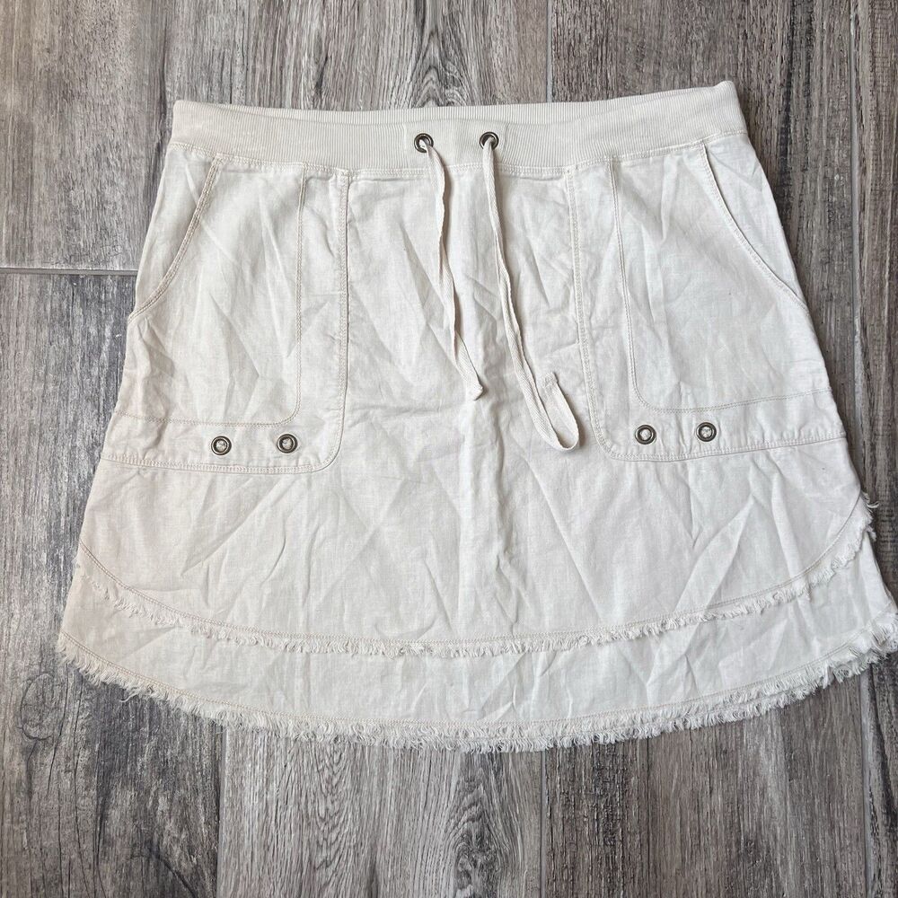 Xcvi Wearables Linen Cotton Blend Tan Skirt Sz SMALL Lagenlook A-Line Casual NWT